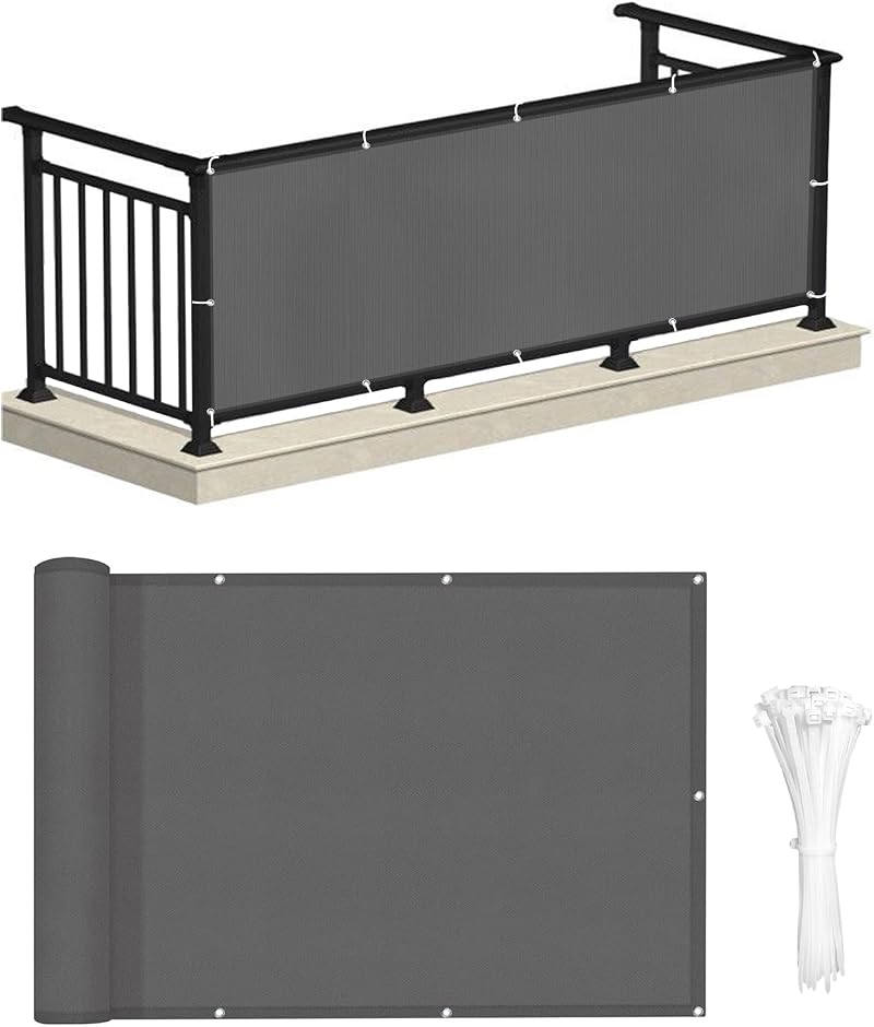 LOVE STORY Balcony Privacy Screen 75x300cm Waterproof PES UV Protection Charcoal