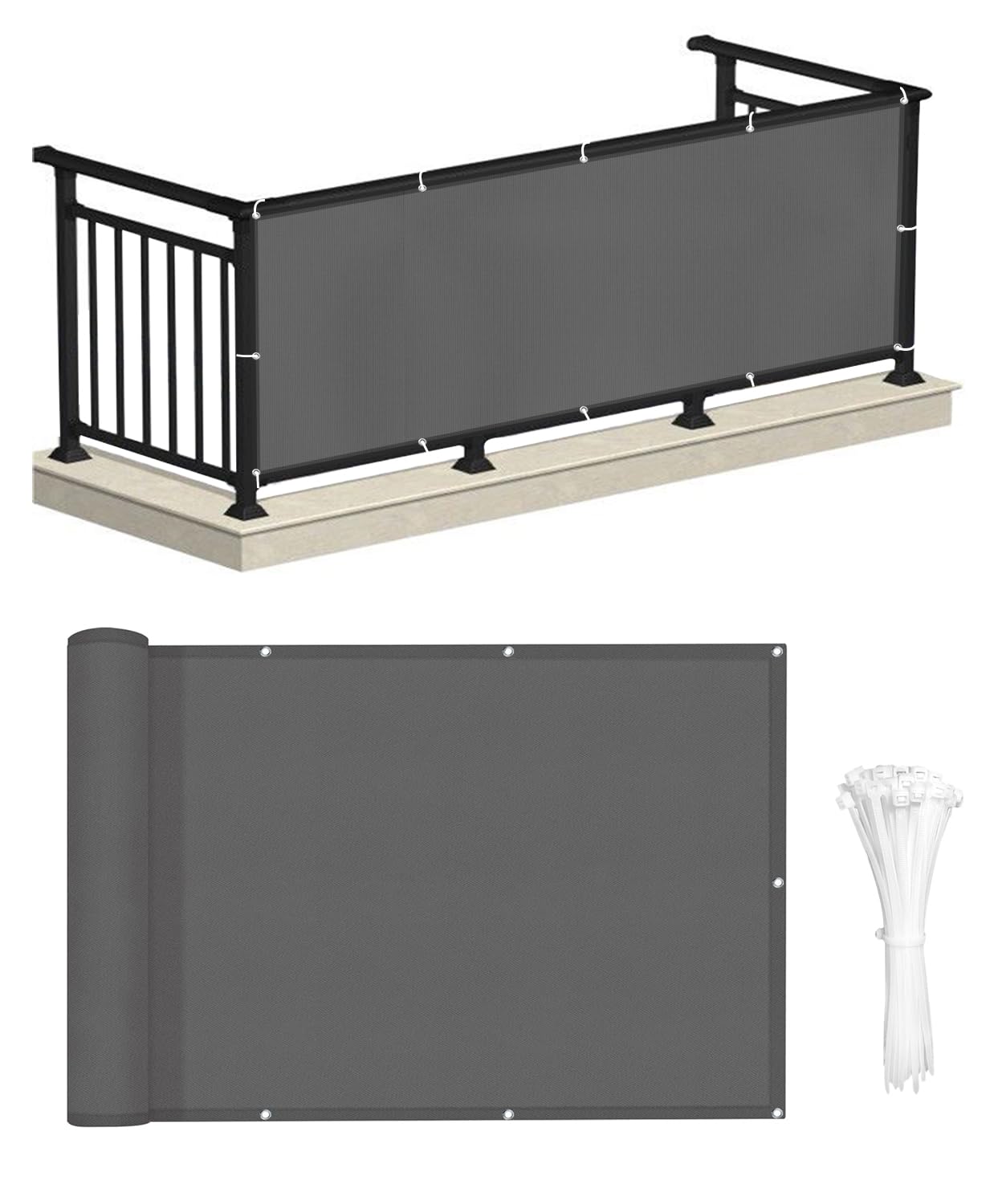 LOVE STORY Balcony Privacy Screen 75x300cm - Waterproof Balcony Railing Cover(PES),Dividing and Protective Screens for Balconies,UV Protection for Apartment Railings,Outdoor Garden,Cream