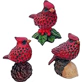 Set of 3 Resin Cardinal Figurines - Red Cardinal Bird Ornament Set for Home Decor & Gifts