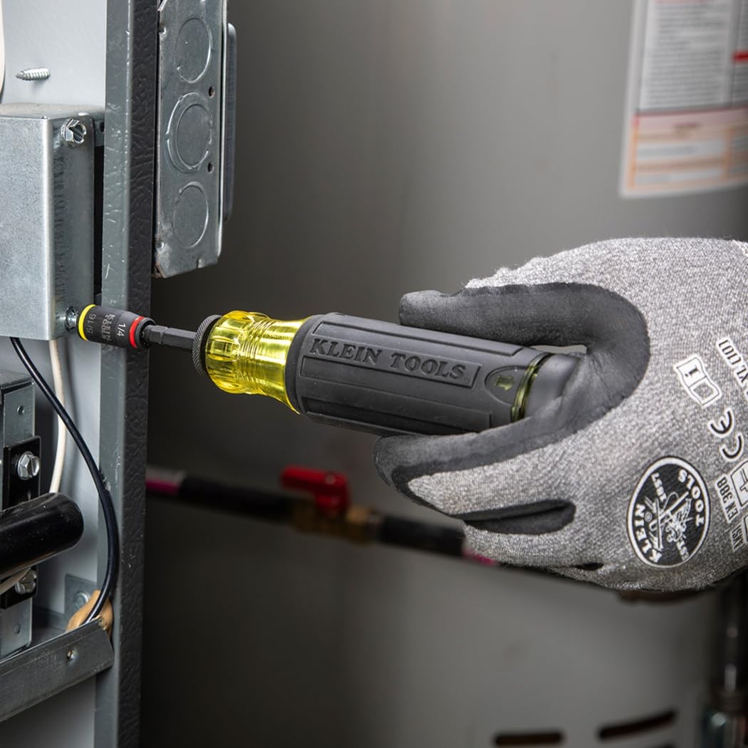 Klein Tools 32304 Screwdriver, 14-in-1 Adjustable Screwdriver with Flip Socket, HVAC Nut Drivers and Bits, Impact Rated