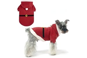 EXPAWLORER Christmas Dog Hoodie - Santa Claus Christmas Costume Outfit, Pet Winter Sweater Coat, Puppy Party Clothes Apparel for Small Medium Dogs