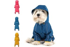 Mabawa Dog Raincoat, Waterproof Dog Rain Jacket with Hood, Rain Coat with Leash Hole, Reflective Strap for Small Medium Dogs, Outdoor Adventures/Walking Lightweight Puppy (Blue,M)