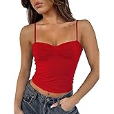 TiulZial Going Out Tops for Women - Sexy Crop Tank Top Double Lined Spaghetti Strap Trendy
