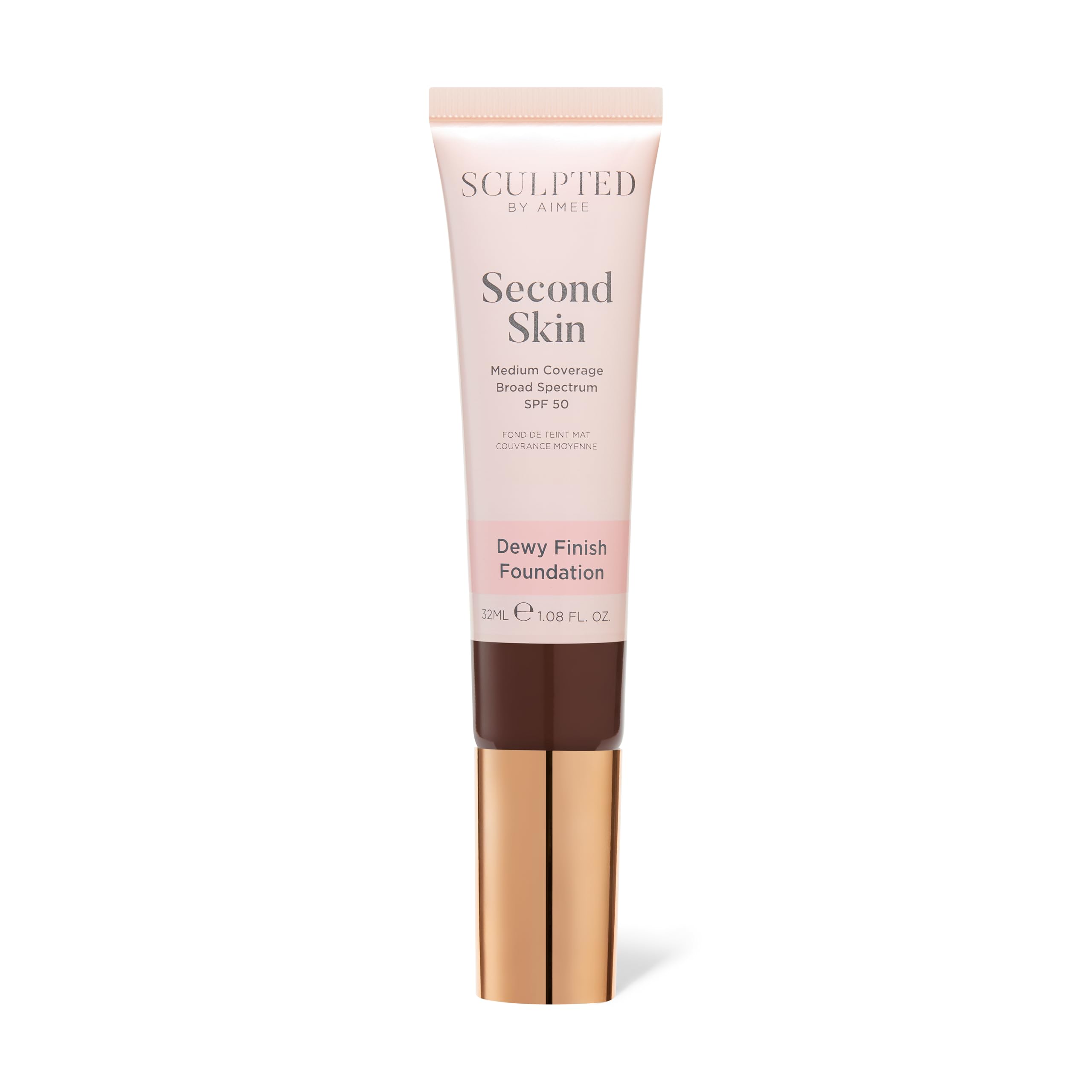 Second Skin Dewy Liquid Face Foundation from Sculpted by Aimee - 32ml Buildable, Medium Coverage Foundation with Dewy Finish, Hyaluronic Acid, Collagen Boosting Formula, SPF 50, (Ebony 8.0)