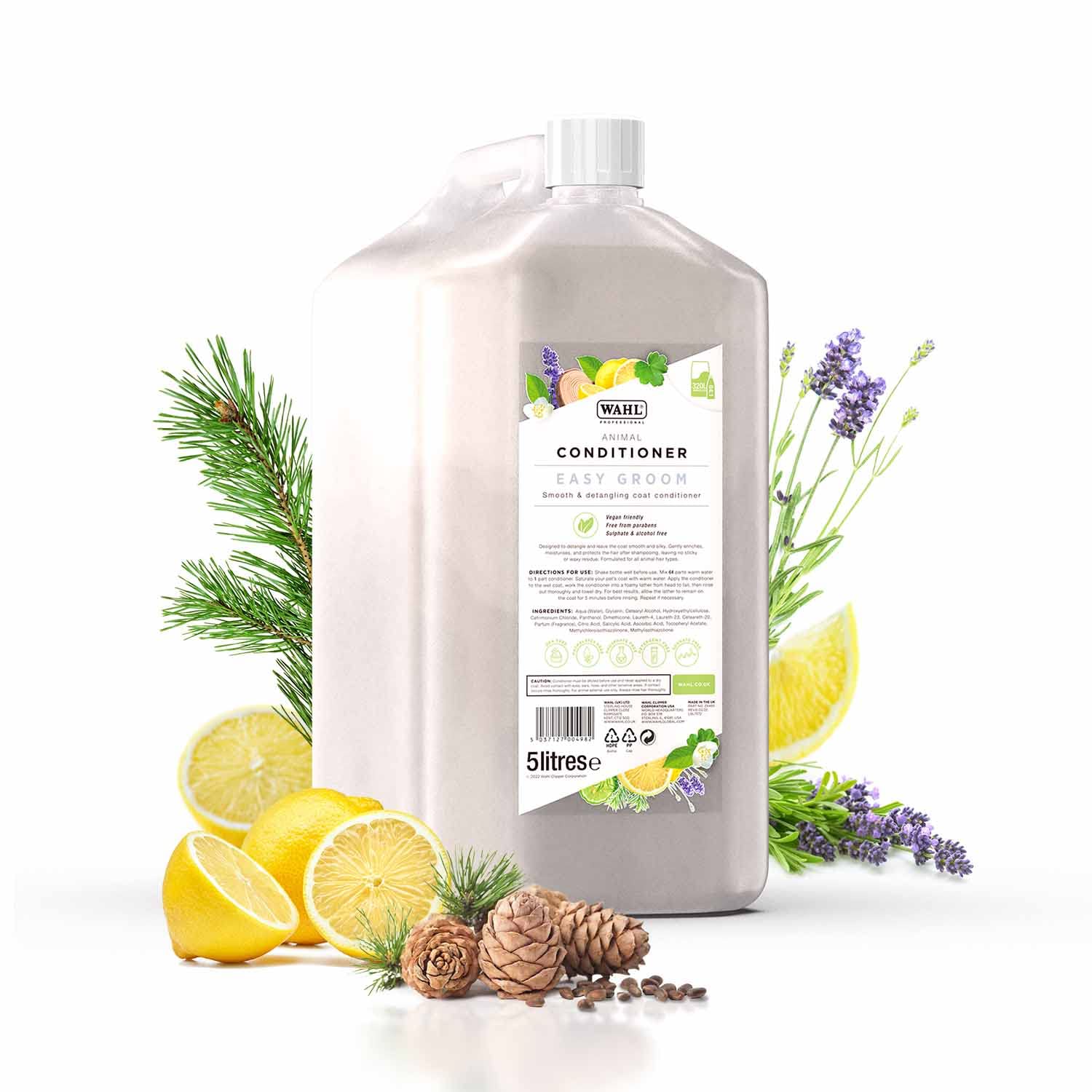 Wahl Easy Groom Pet Conditioner, Conditioner for Dogs, Moisturises Skin and Coats, Removes Dandruff, For Dogs Dry Skin, Professional Vegan pet conditioner, 5 Litre