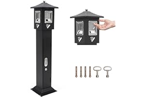 ISXACFF 46.85" Commercial Standing Trash Bin, 4 Opening Waste Receptacle with Removable Inner Barrel Key Lock, Cigarette Butt