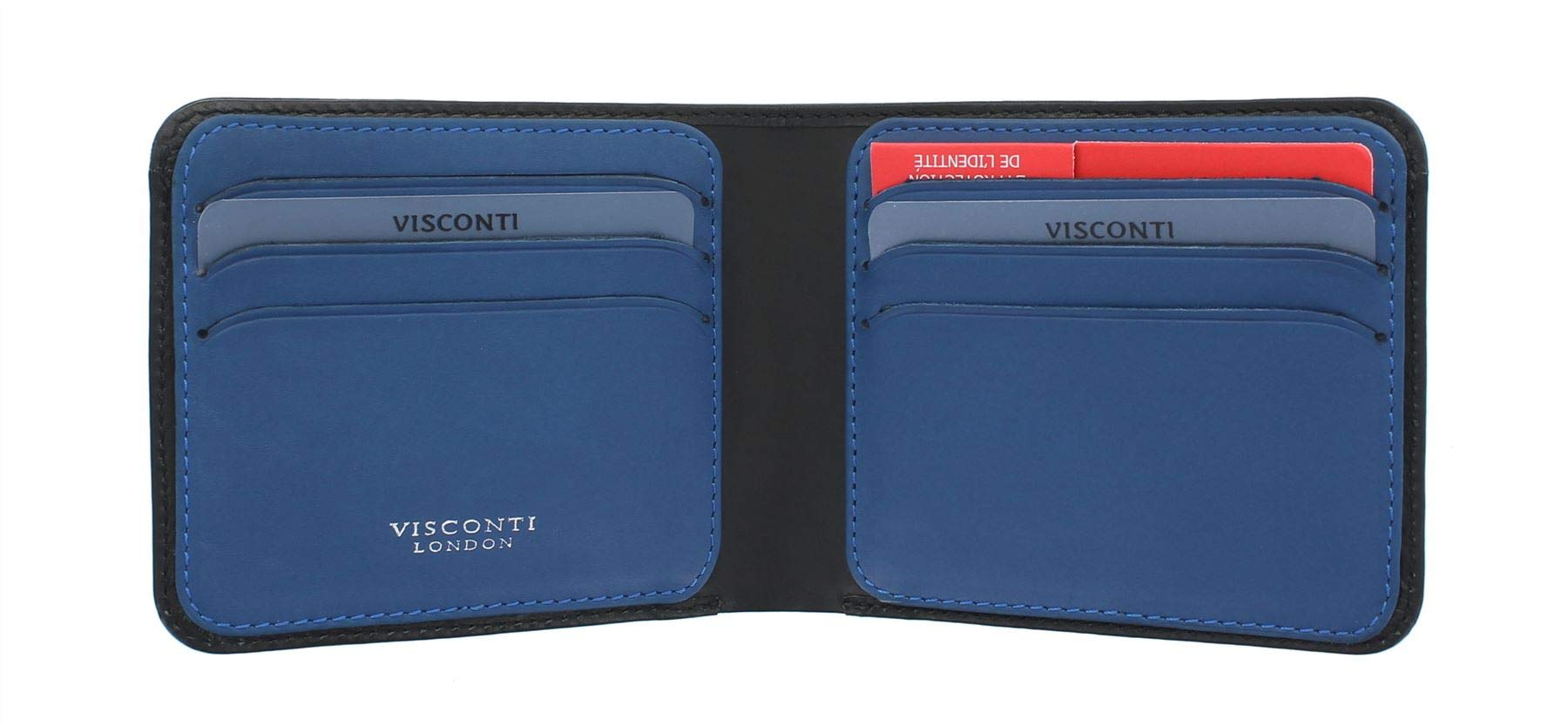 VISCONTI Slim Collection Trim Leather Wallet with RFID and Tap and Go VSL35 Black/Cobalt