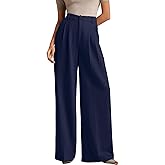 ELLEVEN Women's Casual Wide Leg Dress-Pants, High Elastic Waisted in The Back Business Flowy Trousers with Pockets