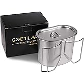 Goetland US Military Style Stainless Steel US Army Canteen Cup with Lid 0.7 qt 800 ml Water Cup Travel Mug Camping Coffee Mug