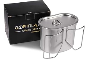 Goetland US Military Style Stainless Steel US Army Canteen Cup with Lid 0.7 qt 800 ml Water Cup Travel Mug Camping Coffee Mug