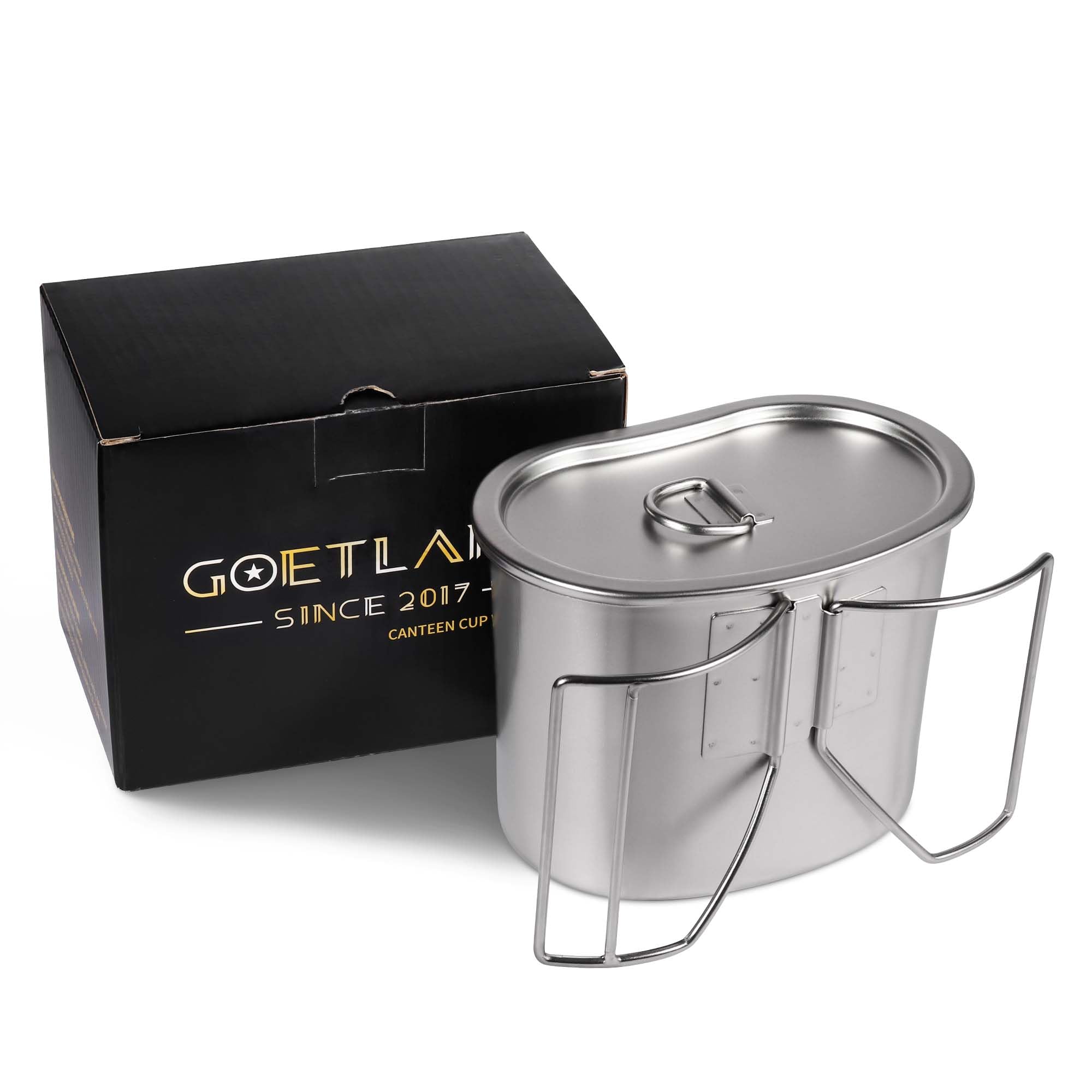 Goetland US Military Style Stainless Steel US Army Canteen Cup with Lid 0.7 qt 800 ml Water Cup Travel Mug Camping Coffee Mug
