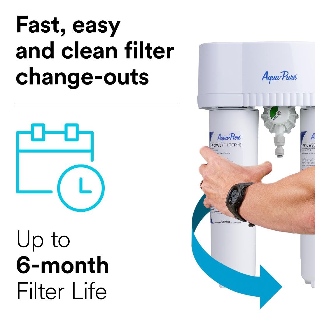 3M Aqua-Pure DWS1000 Under Sink Water Filter System, Removes Lead, Microplastics, Asbestos, Mercury, Particulates, Contaminants, VOC's