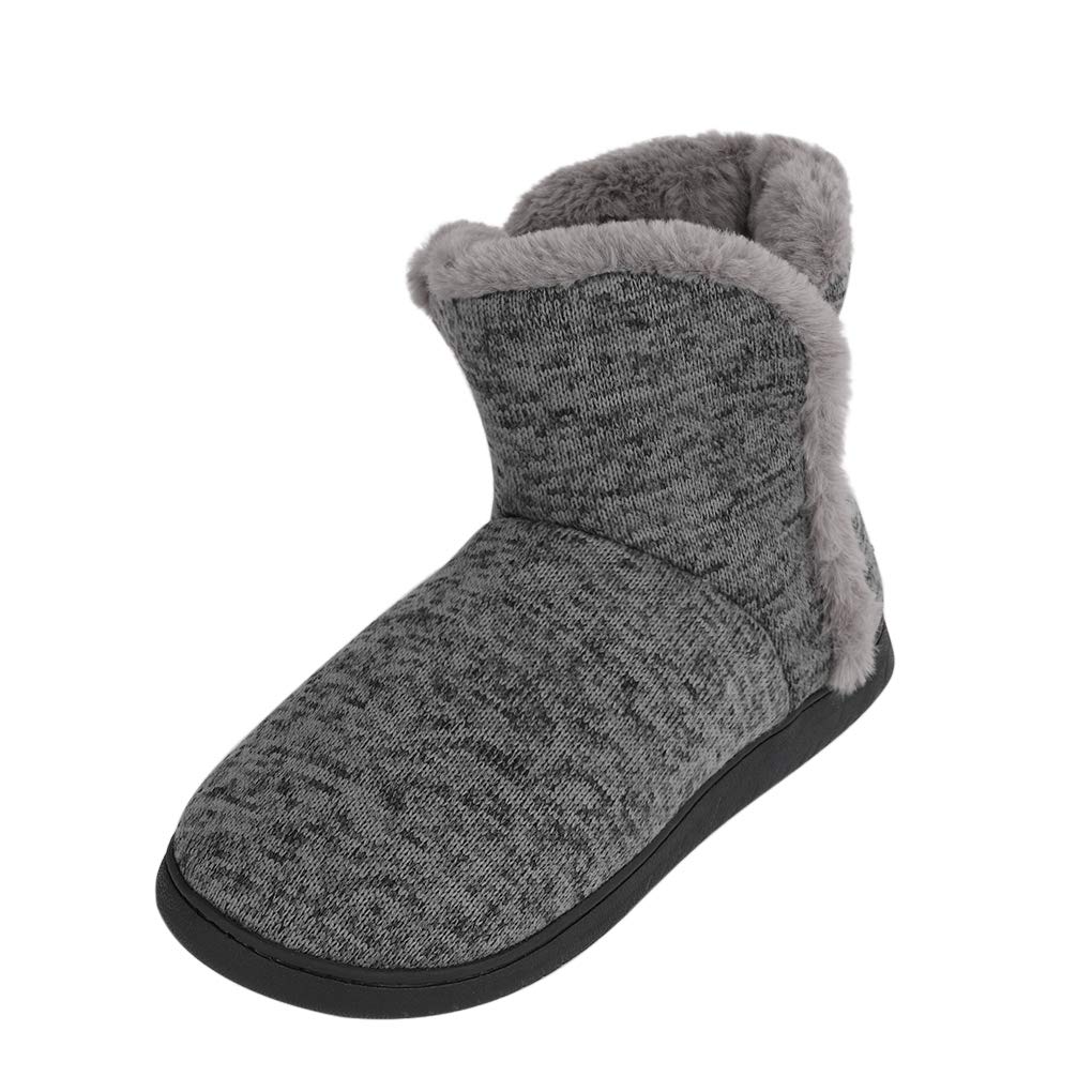 Men's Knitted Wool Boots Slippers Super Warm Plush Velvet Indoor Slipper Boots House Slipper Bootie Non-Slip Sole