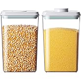 EQI Food Storage Containers with Lids,2.9Qt 2Pcs Airtight Pop Food Storage Containers, BPA-Free Stackable Kitchen Pantry Organizers and Storage, One Button Opening Flour and Sugar Container Sets