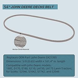 161" x 5/8" GX21395 Mower Deck Belt, 54 inch Deck