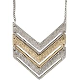 SPUNKYsoul New! Chevron Mid-length Necklace Gold and Silver 2 Toned Collection