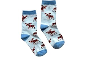Moose Plaid Canadian Kids Crew Socks Age 7-10