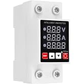 Adjustable Voltage Protector,63A Din‑Rail Mount Auto Reset Relay AC110/120V | Real-time voltage &amp; current display, High/Low Voltage Cutoff and Overcurrent Protection,DC85‑300V Wide Voltage Range