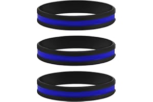 Sainstone Thin Blue Line Bracelet, 3 Pack of Silicone Rubber USA Wristband Band Set - Support Law Enforcement for Policeman's Prayer Gifts Accessories for Police Officers Cops