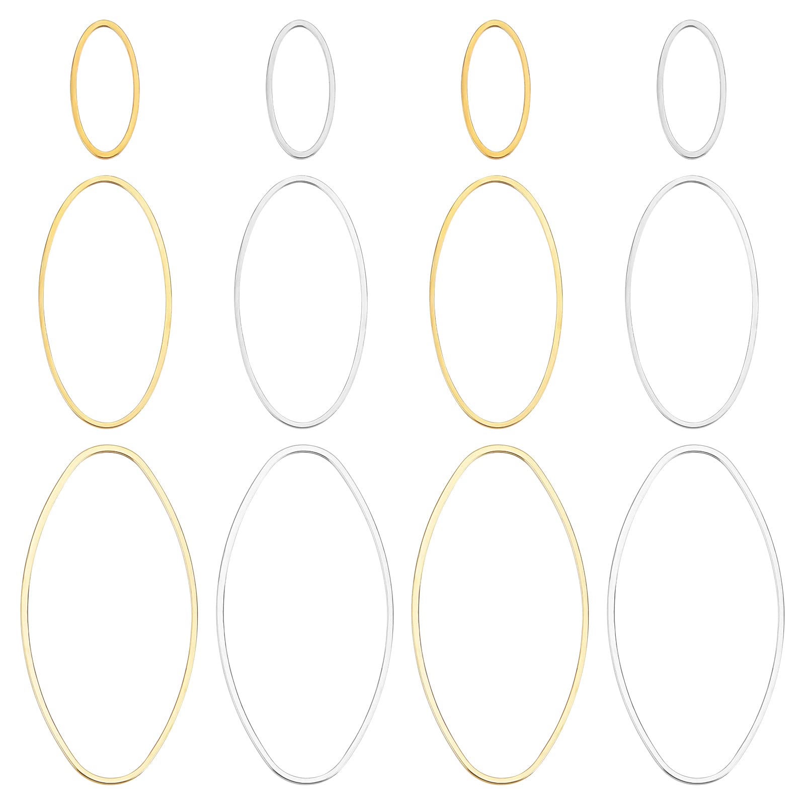 OLYCRAFT 240pcs Open Bezel Pendant Charm Hollow Frame Pendant Blanks Oval Earring Charms Oval Brass Rings Open Bezel for Earrings Making DIY Jewelry UV Resin Crafts - Golden & Silver Plated