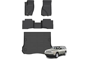AZYT Floor Mats & Cargo Liner for Jeep Grand Cherokee 2005-2010, All Weather Automotive TPE Floor Liners Set Waterproof Accessories Black