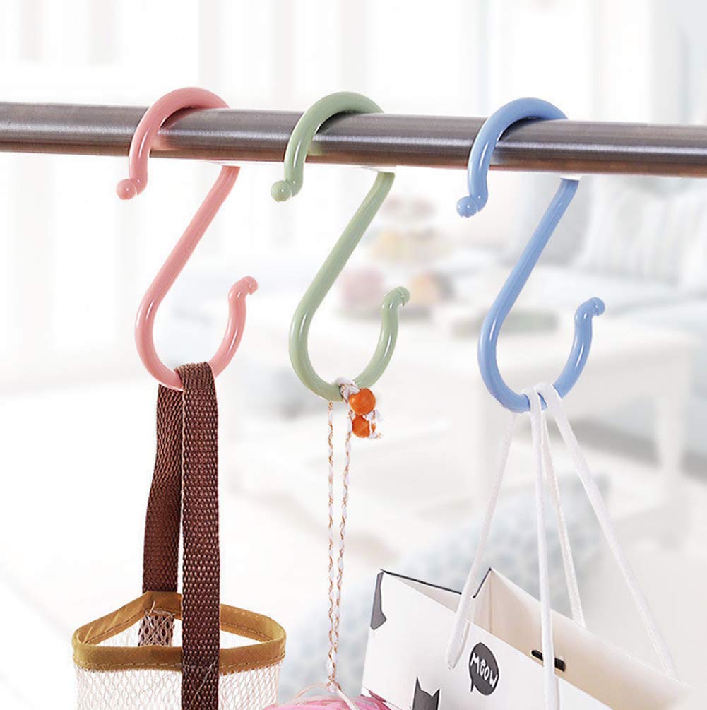 Dusenly 24pcs Colorful Plastic S Shaped Hook Hanger S Hanging Hooks Towel Clothes Hook for Bathroom, Bedroom, Office and Kitchen, Size 6.8 * 3cm