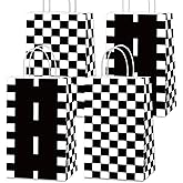 Qyeahkj 16Pcs Racing Car Treat Goodie Bags Black and White Checkered Gift Snacks Candy Party Favors Bags with Handles Racing Flag Bag for Kids Race Car Birthday Baby Shower Supplies 8.3 x 3.1 x 4.7