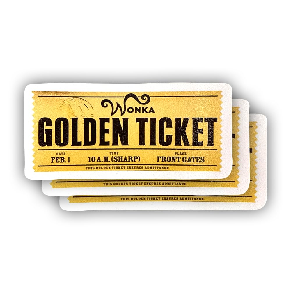 Photo 1 of (3 Pcs) Golden Ticket Sticker Sarcastic Motivational Sayings Humorous Quote Vinyl Decal for Kindle Laptop Water Bottle Phone Hard Hat Sticker 3 inch