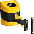 Crowd Control Warehouse - CCW Series WMB-230 Magnetic Wall Mount Retractable Belt Barrier - 30 Foot, Black and Yellow Safety Belt with Yellow ABS Case