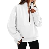 KIRUNDO Sweatshirt for Women 2026 Fall Half Zip Pullover Oversized Fleece Mock Neck Hoodies Fashion Outfits Winter Clothing