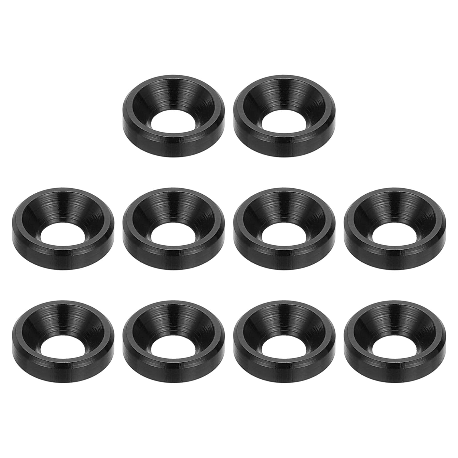 PATIKIL M3 Finishing Countersunk Washers, 10 Pack Head Washers Alloy Aluminum Screw Gaskets for Screw Bolt RC FPV PC Mechanical Accessories Parts, Black