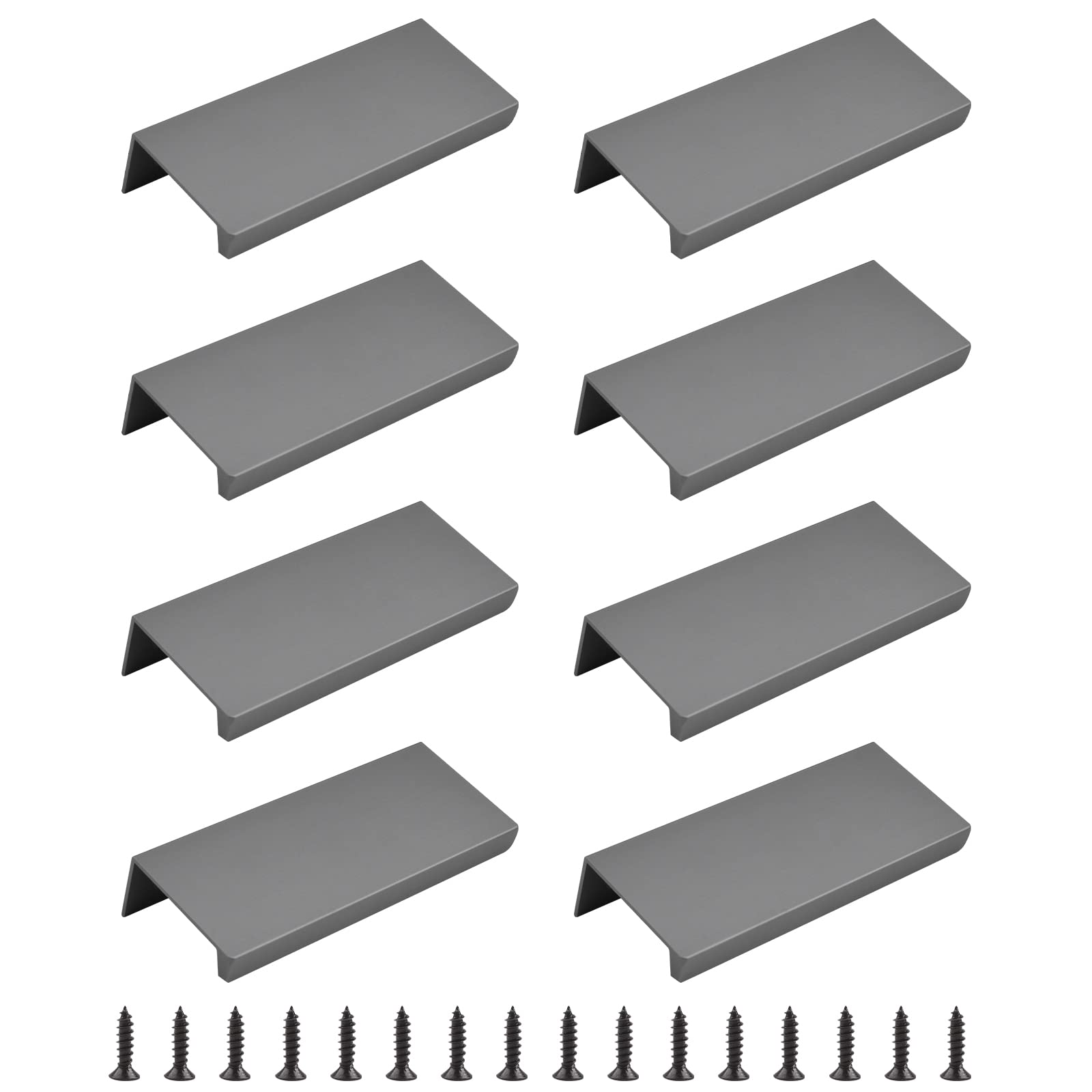 MOROBOR Finger Edge Pull, 8pcs Concealed Modern Style Drawer Handle, Right Angle Aluminum Alloy Invisible Wardrobe Handle for Cabinet Hardware, 80mm/Matte Gray — image 1
