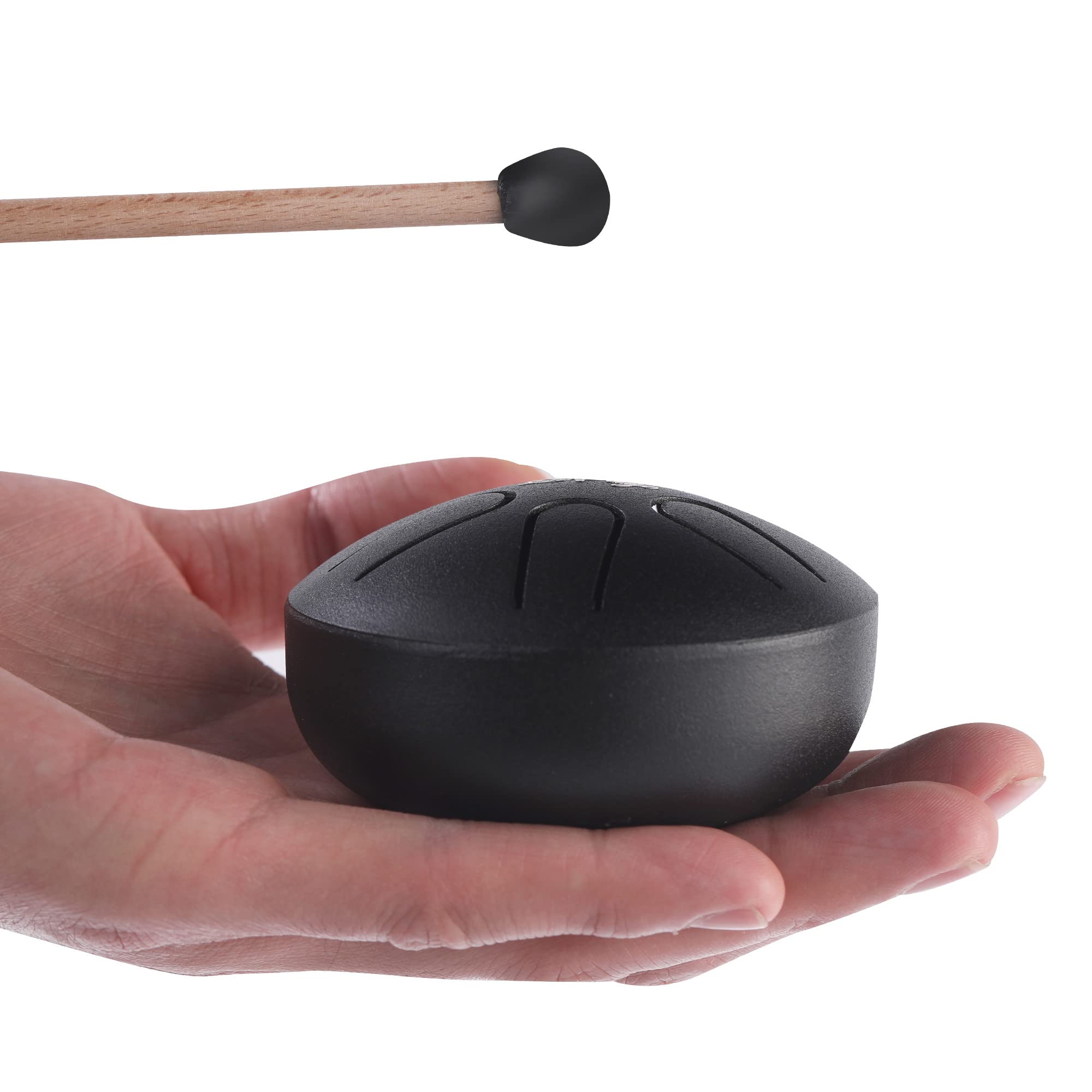 LeSage Buddha Stone Steel Tongue Drum, 3 Inch, 6 Note - Ethereal & Yoga Drum, Musical Percussion Instrument, Black