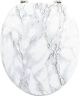 Optimal Products Marble Effect Toilet Seat Antibacterial Chrome Hinges Easy view 2