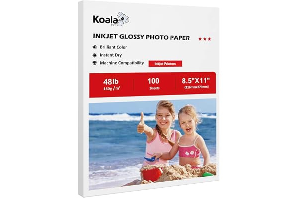 Koala Glossy Inkjet Photo Paper 8.5X11 Inches 48lb 100 Sheets Professional Glossy Photographic Paper Compatible with Inkjet P