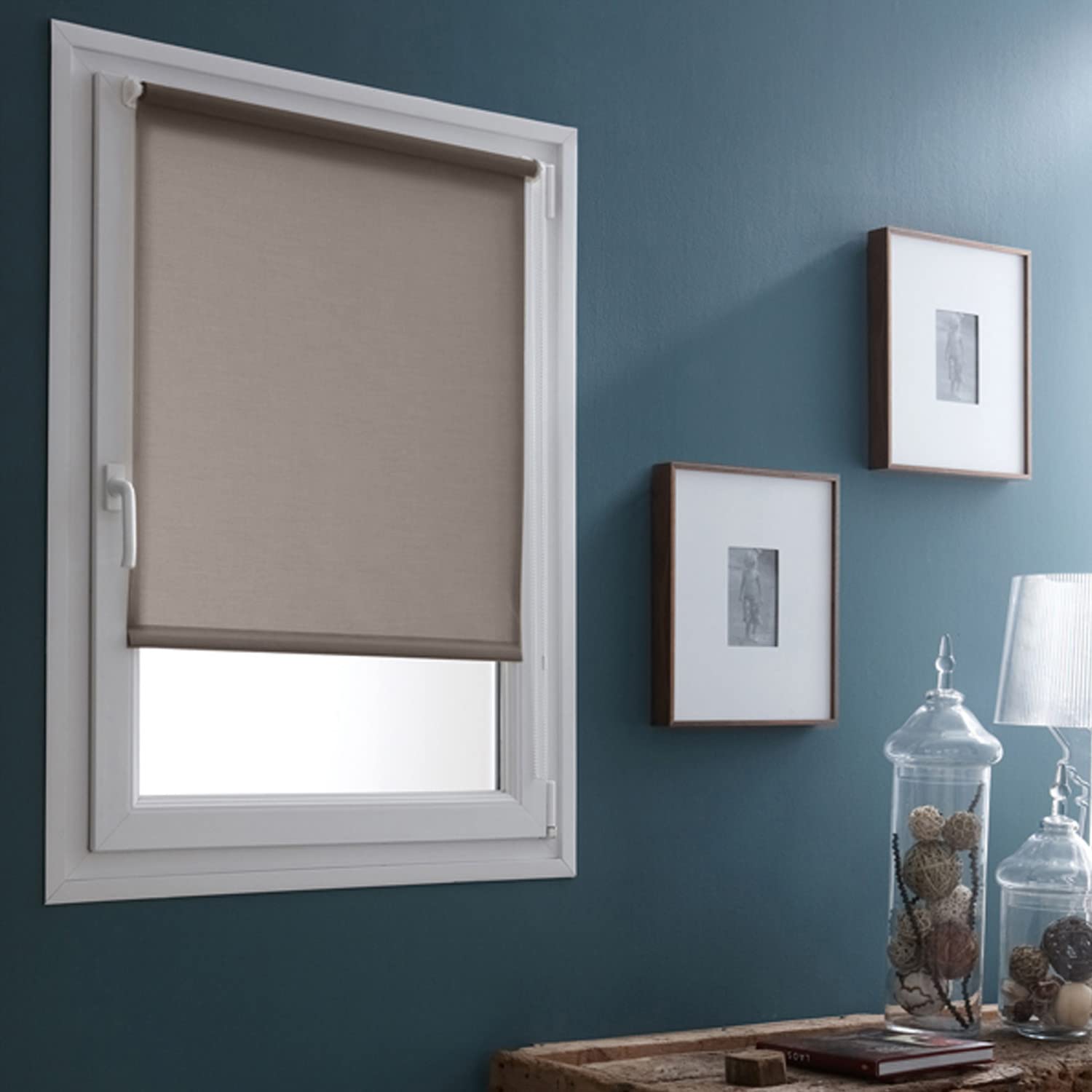 madecostore Window Roller Blind Translucent No Drilling - Shrew - L 66 x H 170 cm