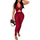 2 Piece Outfits for Women Summer Sexy Zipper Crop Top Bodycon Pants Sets Sleeveless Club Outfits Tracksuit