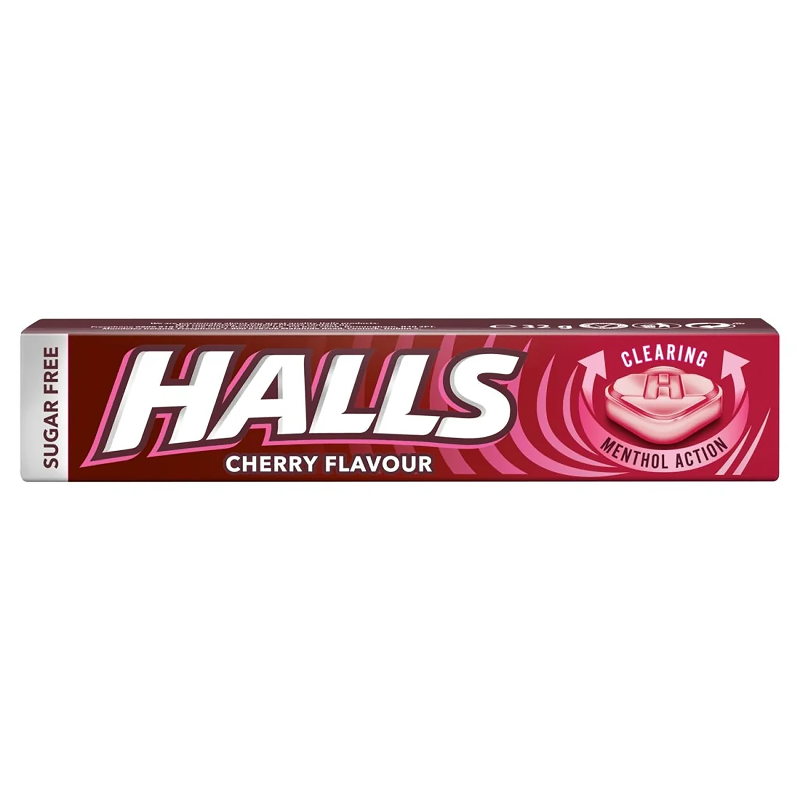 Halls Sugar Free Cherry Flavour with Clearing Menthol Action Sweets, 32g