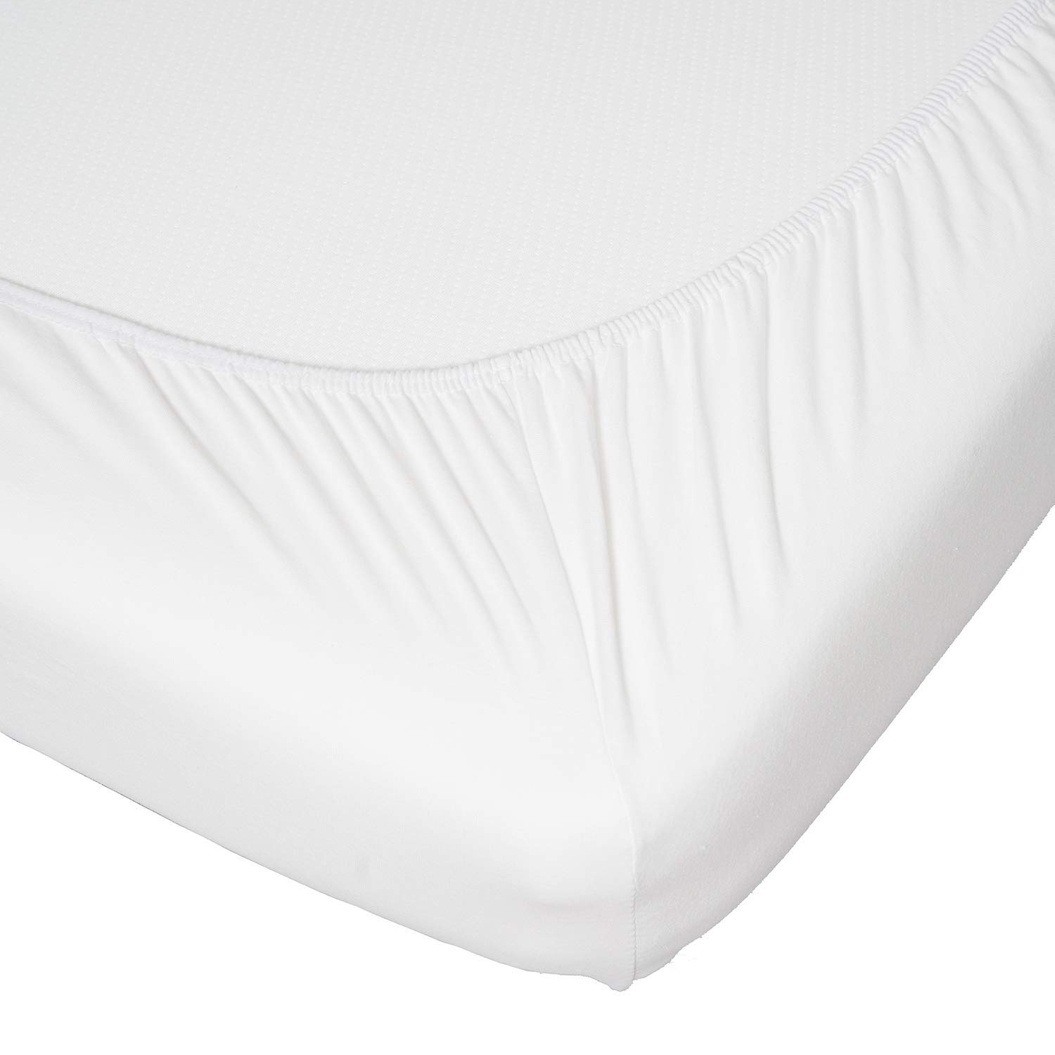 Travel Cot Fitted Sheets Pack of 2-100% Cotton Jersey Bed Covers in White by Proheeder - Travel Cot Sheets 95 x 65 x 7 cm - Premium Fitted Sheets - Made in Portugal by Proheeder