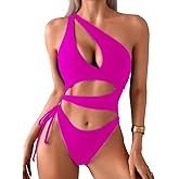 ShawGobow Sexy One Piece Swimsuit for Women,Cut Out Keyhole High Cut Cheeky Monokini,Pool Party Beach Wear Vacation
