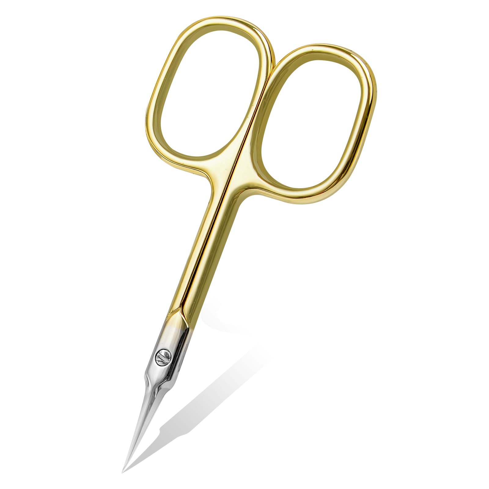 CGBE Cuticle Scissors with Curved Tip, Stainless Steel Cuticle Scissors Extra Fine, Super Sharp Small Pointed Beauty Cuticle Cutter for Trimming Cuticles, Eyebrows, Eyelashes and Dry Skin, Glod