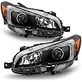 ACANII - For [Halogen Model] 2015-2021 Subaru WRX Black Housing Projector Headlights Headlamps Assembly Pair Left+Right