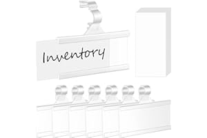 MEETORY 100 PCS Plastic Wire Shelf Label Holders with Blank Cards, Reusable Plastic Shelf Tags Price Label Holder with Snap Lock, UPC Label Price Display Holder for Pantry Retail Supermarket (3'' x 1.4'')