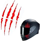 Teybouk Motorcycle Helmet Stickers, Cool DIY Monster Claw Scratched Stickers, Striped Vinyl Waterproof & Scratch-resistant Decals, Used for Decorating Helmets, Vehicles, Laptops, Walls (Red)