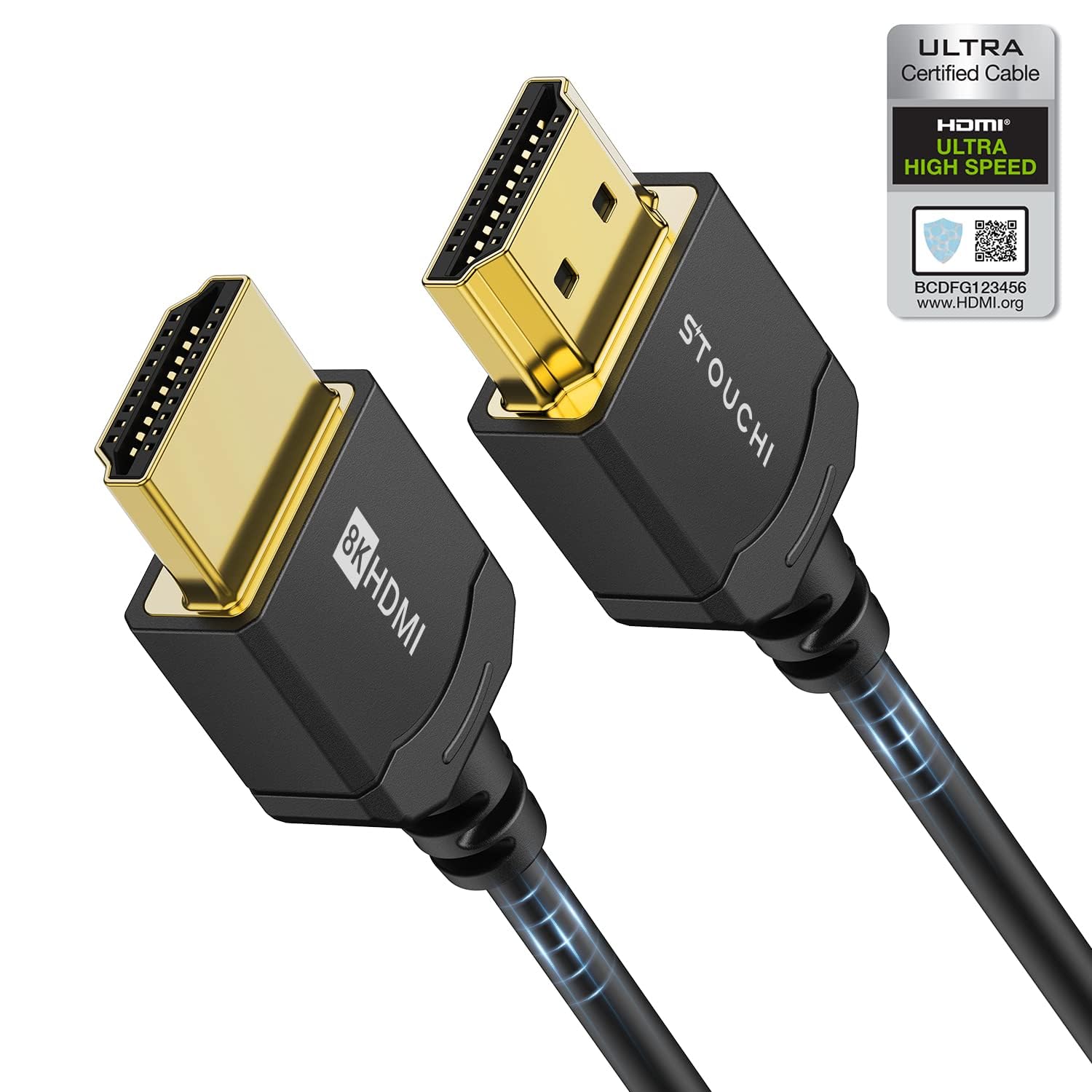 Stouchi Ultra Thin 8K 1M, Hyper Slim Extremely Flexible 8K Ultra High Speed HDMI® Cable, Supports 10K 8K120 4K120 144 Hz, eARC HDR10 4:4:4 HDCP 2.2&2.3 Dolby Compatible with PS5/Xbox/LG
