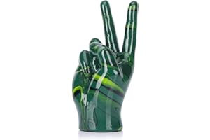 LCCCK Emerald Green Home Decor Peace Symbol Statue, Creative Hand Gesture Peace Sign Decor, Emerald Green Fingers Sculpture for Living Room Bedroom Coffee Table, Desktop, Bookshelf