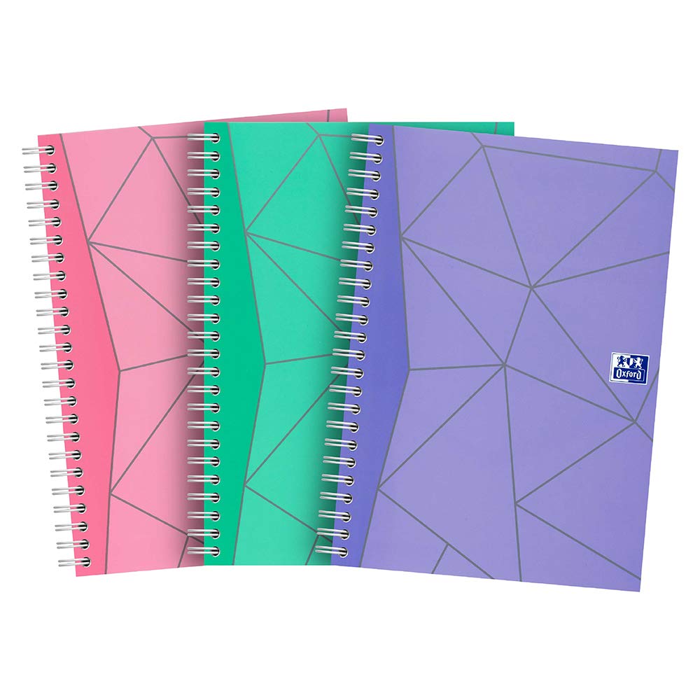 Oxford My Notes A5 Notebook, Card cover Wirebound, Lined, 200 pages, Assorted Geometric (Pack of 3)