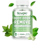 Newpie Chlorophyll Body Deodorizing Supplement Internal Odor Control Pills for Men & Women, Chlorophyll Capsules for Detox Skin, Breath, and Gut Health with Chlorophylls Complex Vitamins (1)