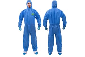 RAYGARD SMS Disposable Coverall, Hazmat Suits Coveralls with Hood and Elastic Wrists for Spray Paint Mechanic Work