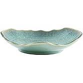 VOMANA Large Ceramic Decorative Bowl, 12" Green Reactive Glaze Centerpiece Bowl, Modern Coffee Table Decor, Entryway Catchall